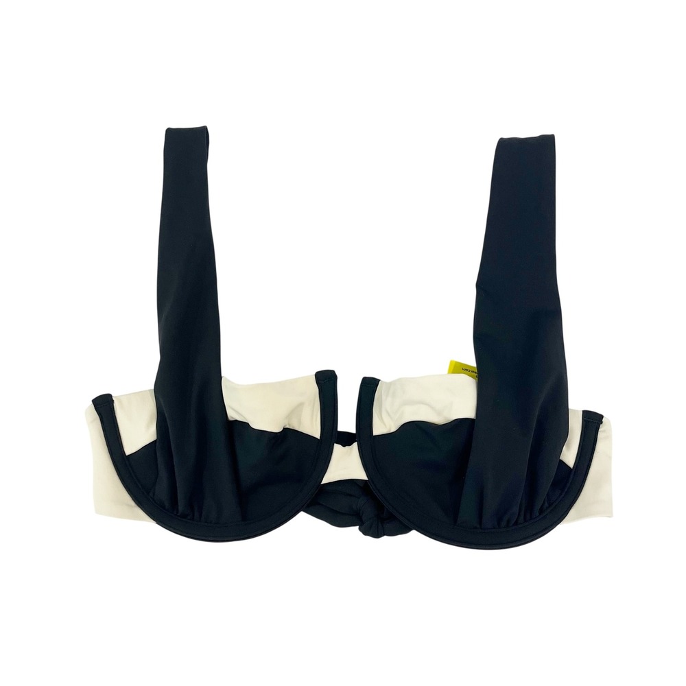 NEW ONEONE Amanda Bikini Top Black Ivory Underwire Colorblock Swim Size Medium